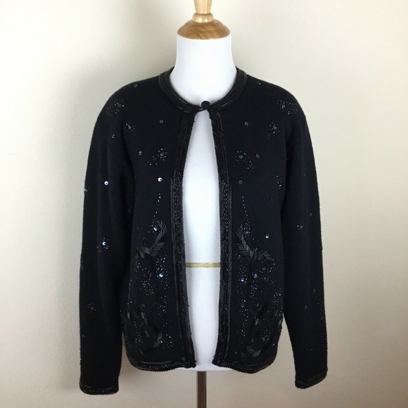 Liz Claiborne Sweaters - Liz Claiborne Women's Lambswool Black Cardigan L